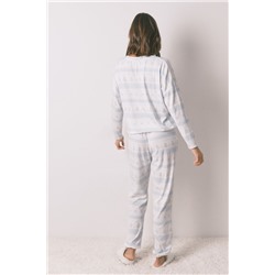Pijama largo punto suave cenefas azul