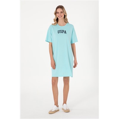Kadın Aqua Modal Karışımlı Bisiklet Yaka Mini Boy Örme Elbise