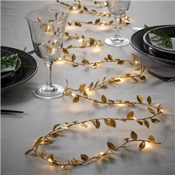 Lichterkette (40), LED, batteriebetrieben/Blatt goldfarben