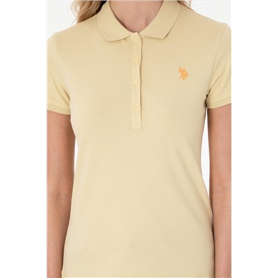 Kadın Açık Haki Basic Polo Yaka Tişört