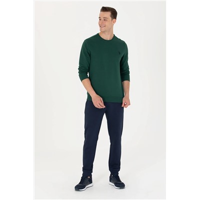 Erkek Yeşil Bisiklet Yaka Sweatshirt