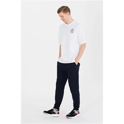 Erkek Beyaz Long Fit Bisiklet Yaka Tişört