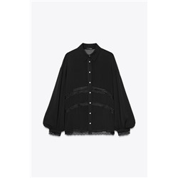 FLOWING SHIRT WITH LACE TRIM