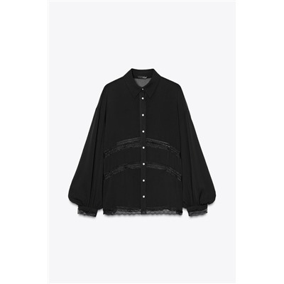 FLOWING SHIRT WITH LACE TRIM