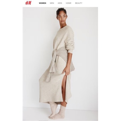 Длинное трикотажное платье с разрезом   H&*M