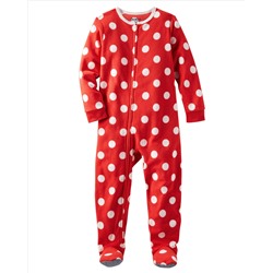 1-Piece Polka Dot Microfleece PJs