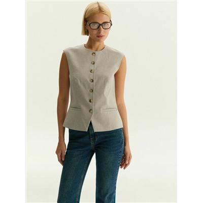 Однобортный жилет с принтом гусиная лапка, GL118/cage