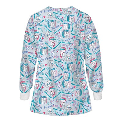 UA Smile Brush Shine Blue Print Scrub Jacket