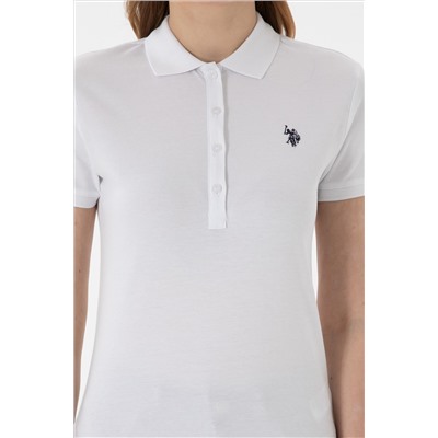 Kadın Beyaz Basic Polo Yaka Tişört