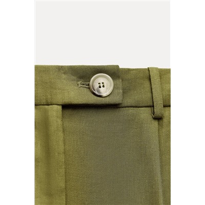 LINEN BLEND DARTED TROUSERS