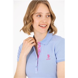 Kadın Mavi Basic Polo Yaka Tişört