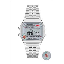 Aqua Di Polo 1987 Unisex Gümüş Retro Maske Desenli Dijital Kol Saati Apwa064900 APWA0649