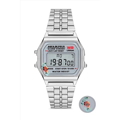 Aqua Di Polo 1987 Unisex Gümüş Retro Maske Desenli Dijital Kol Saati Apwa064900 APWA0649