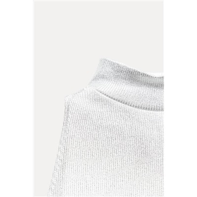 RIBBED FOIL HALTER TOP