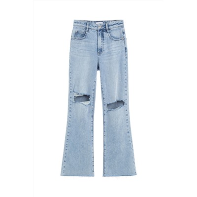 Vaquero bootcut 7/8 de tiro alto Azul claro