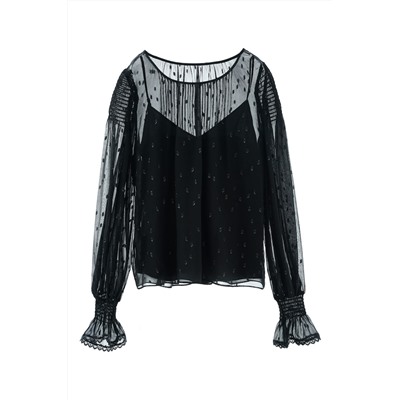 Blusa de seda Negro