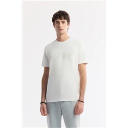 Avva, Erkek Beyaz Bisiklet Yaka Enjeksiyon Baskılı İnterlok T-Shirt A51Y1021