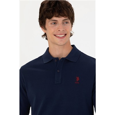 Erkek Lacivert Basic Polo Yaka Sweatshirt