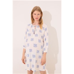 Camisón corto "maternity" blanco estampado boho