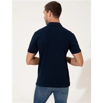 Lacivert Slim Fit Polo Yaka Basic  Tişört