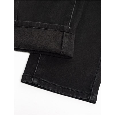 Джинсы mom-fit из эластичного денима на флисе