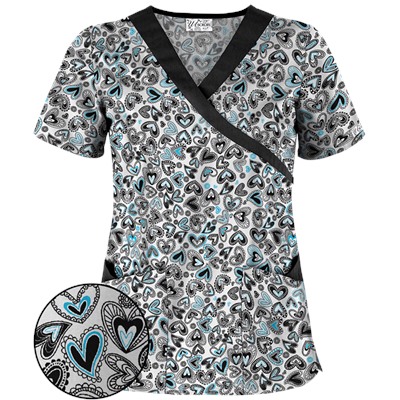 UA Change Of Heart Black Mock Wrap Scrub Top