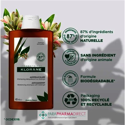 Klorane Galanga Shampooing Antipelliculaire 400ml
