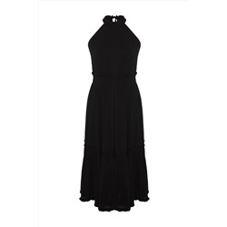 Siyah Halter Yaka Dokuma Elbise TBBSS23AH00207