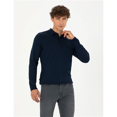 Koyu Lacivert Slim Fit Basic Kazak
