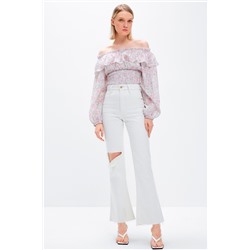 Vaquero bootcut de tiro alto Blanco