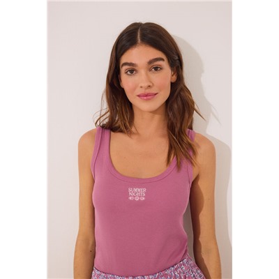 Pijama corto tirantes algodón rosa