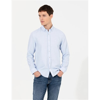 Mavi Slim Fit Uzun Kollu Gömlek