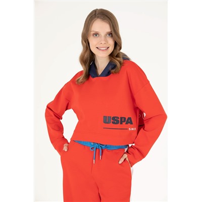 Kadın Kırmızı Kapüşonlu Sweatshirt