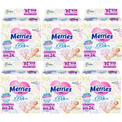НАБОР 144 шт Подгузников для новорожденных MERRIES NB до 5 кг 24 шт * 6 упаковок