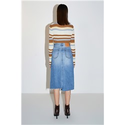 Falda vaquera de talle alto Azul