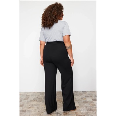 Siyah Nervür Detaylı Örme Pantolon TBBSS24AY00004