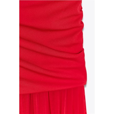 CONTRAST TULLE MIDI DRESS