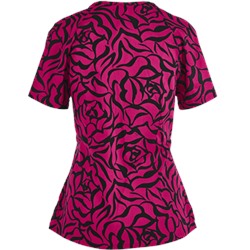 koi Stretch Scrubs Zebra Rose Print Top