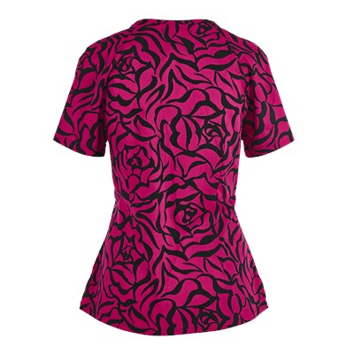 koi Stretch Scrubs Zebra Rose Print Top