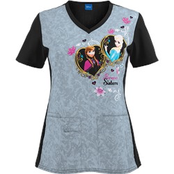 Cherokee Tooniforms Scrubs Forever Sisters Print Top