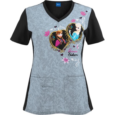 Cherokee Tooniforms Scrubs Forever Sisters Print Top