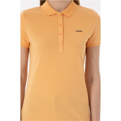 Kadın Turuncu Basic Polo Yaka Tişört