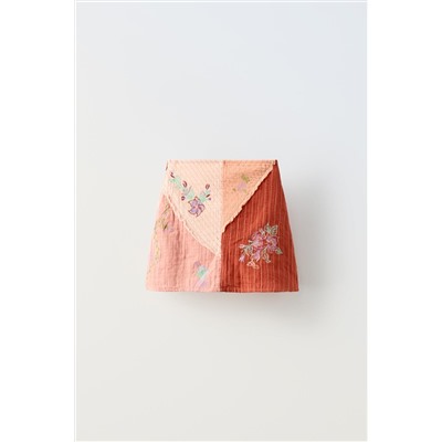 EMBROIDERED PATCHWORK SKIRT