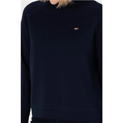 Kadın Lacivert Bisiklet Yaka Sweatshirt