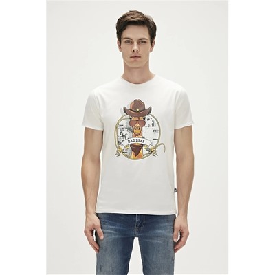 Bad Bear Gıraffe Bisiklet Yaka Erkek Tişört - Beyaz P10762S2885