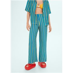 Pantalón lino rayas multicolor