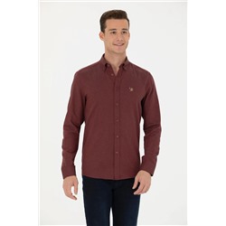 Erkek Bordo Uzun Kollu Basic Gömlek
