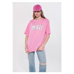 Mavi Logo Baskılı Pembe Tişört Oversize / Geniş Kesim 1600843-71032