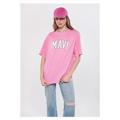 Mavi Logo Baskılı Pembe Tişört Oversize / Geniş Kesim 1600843-71032
