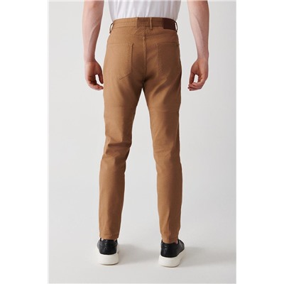Kamel Armürlü Esnek 5 Cepli Slim Fit Dar Kesim Kanvas Pantolon